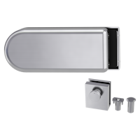 Griffwerk CLASSICO 1.0 -Edelstahl matt -Ganzglas- türbeschlagset -2-teiliger Bandsatz -ohne Griff mit Türschnäpper/Feststellset -Gegenkasten