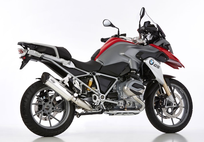 SHARK SLIP-ON Aluminium poliert/Endkappe Edelstahl schwarz matt beschichtet silber DSX-5 für BMW R 1200 GS,R 1200 GS Adventure EURO3  