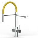 Vorschaubild Kurzversion 47 cm - 5 Wege Wasserhahn Küchenarmatur, Edelstahl Massiv mit 360° schwenkbarem Auslauf, abnehmbare 2 strahl Handbrause, Gebürstet / Gelb