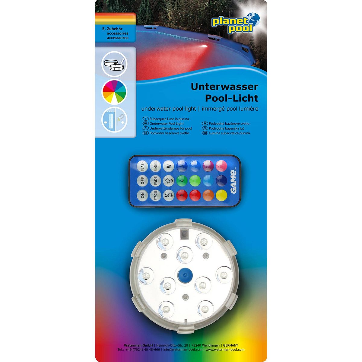 Summer Fun Unterwasserlicht 3'' mit Magnet und Fernbedienung