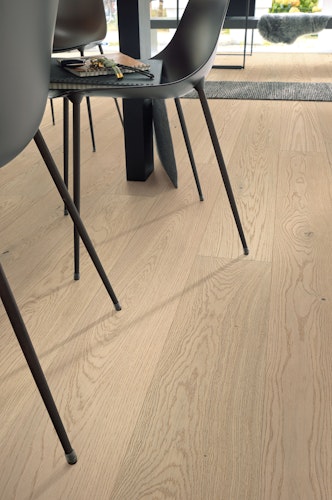 MEISTER Holzboden Natureflex HD 100 2200 x 210 x 8 mm 20014 Eiche lebhaft cremeweiß gebürstet ultramattlackiert