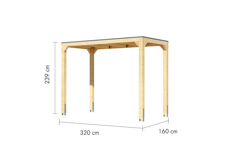 Karibu Pavillon Cubus halb mit Flachdach