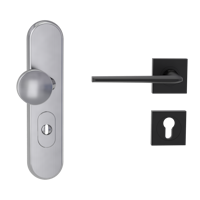 Griffwerk TITANO Kombi SB_882 ES1 (S2) -Edelstahl matt Kombi-Schutzbeschlag -Knopf/Drücker -mit Griff REMOTE -GSC-eckig -L - ZA, 72mm -TS 38-50