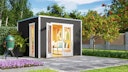 Design Gartenhaus P 285 mit Panorama-Glastüren - 28 mm