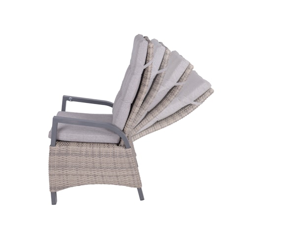 Garden Pleasure Gartenmöbel Set DIJON / AMELIA, Tisch 200 x 100 + 6 Hochlehner, Aluminium Anthrazit / Polyrattan Champagner / Kissen 100 % Polyester Creme