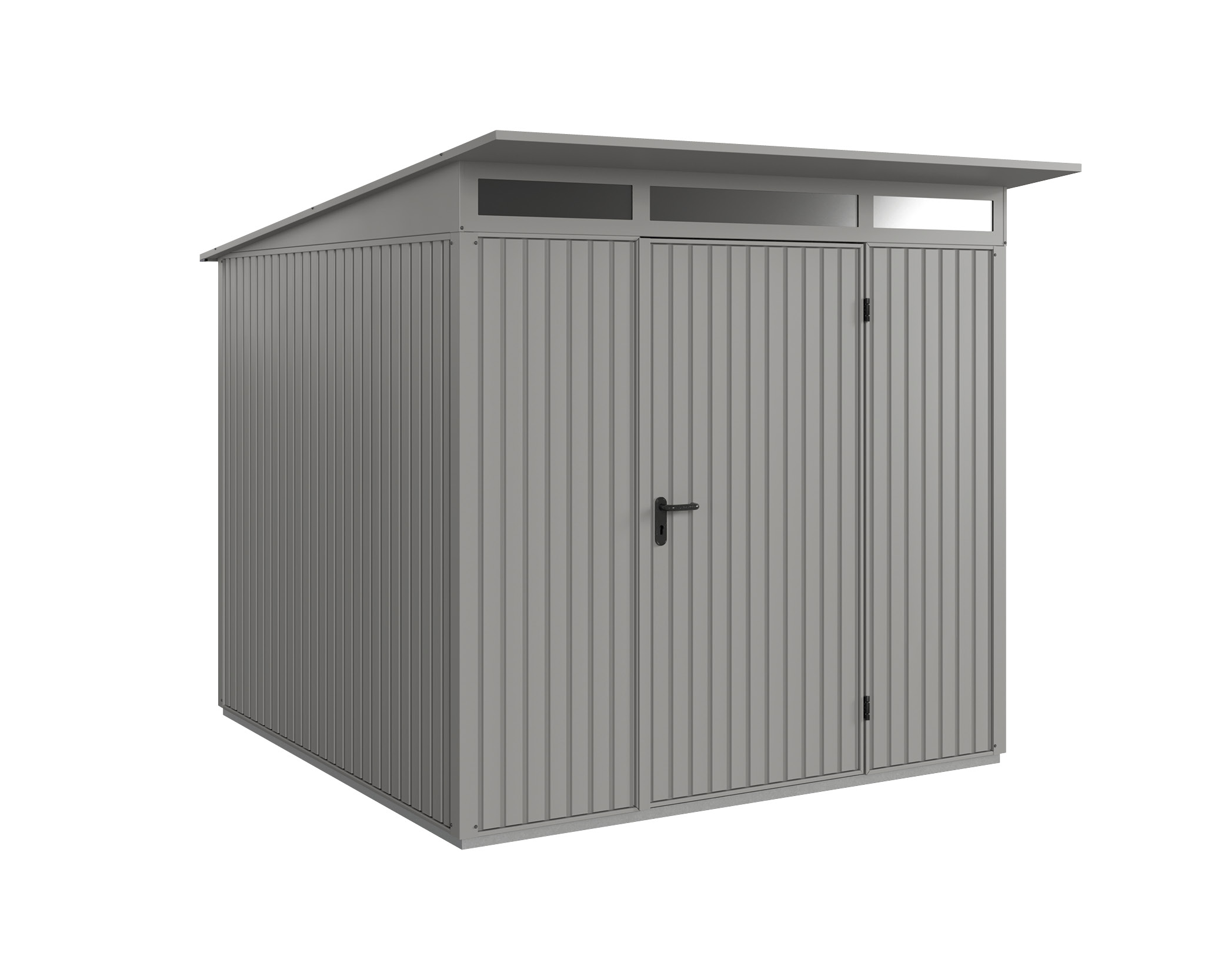 Thumbnail - Hörmann Metall-Gerätehaus EcoStar Premiumline mit Pultdach B 238 x 238 cm (Typ 2), Motiv Modern (mit schmalen Lamellen),...