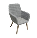 Vorschaubild Garden Pleasure Gartenmöbel Set OAKLAND / RAPALLO, Tisch 200 x 100 + 4 Sessel, Akazie / Polyrattan Grau / Kissen 100 % Polyester Dunkelgrau