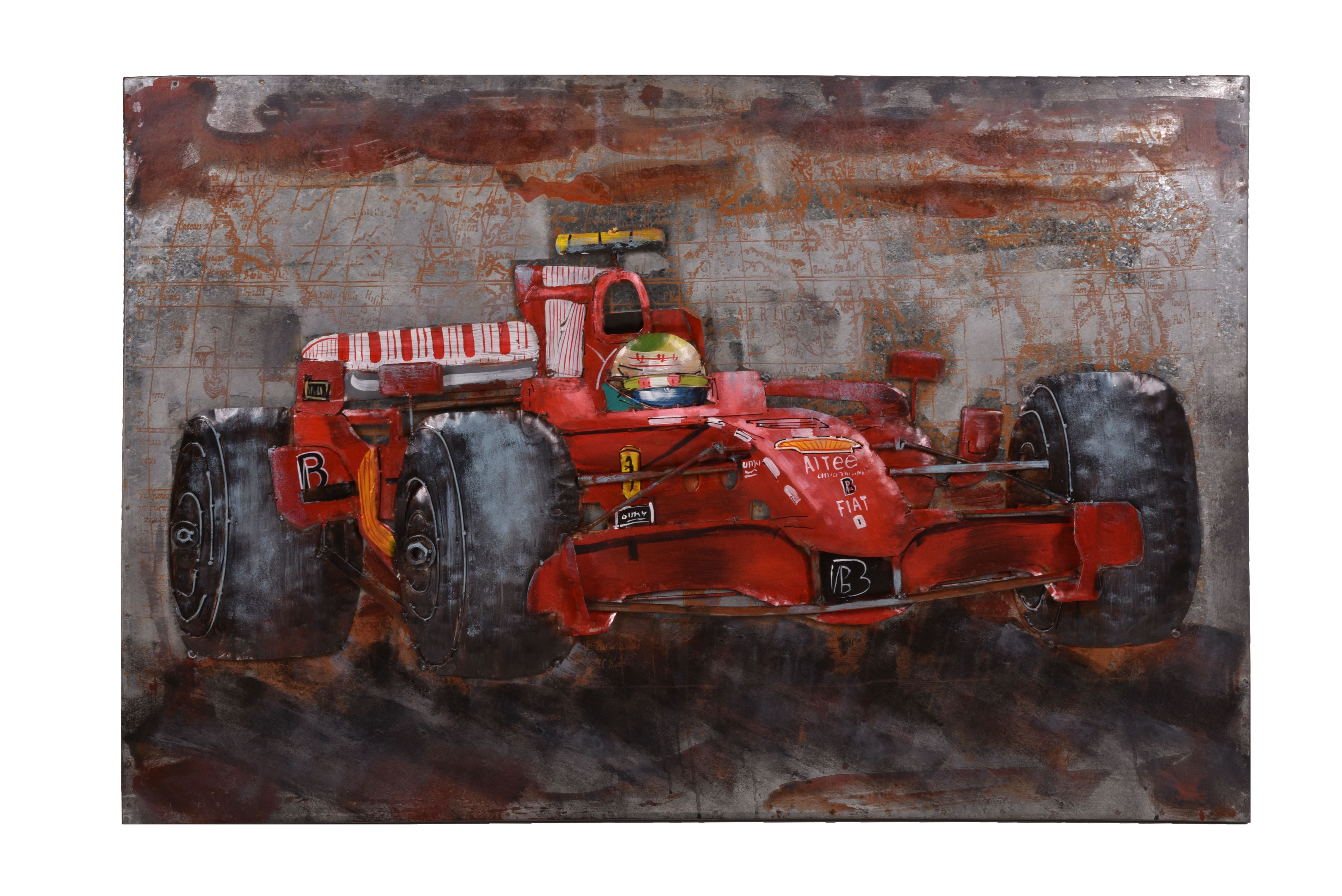 3D Metallbild Rennwagen 120 x 80 cm, Stahlblech