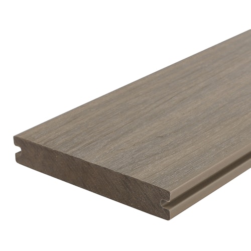 HANDMUSTER Fiberdeck Terrassendiele Premium Voll Light Grey