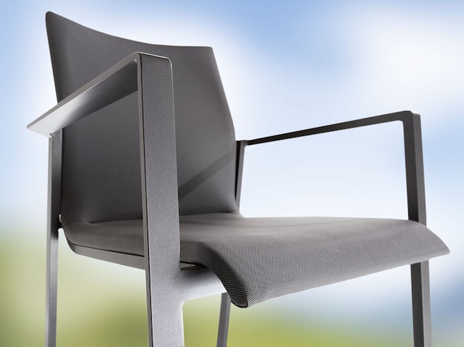 Sieger Stapelsessel LAGOS, Aluminium / Textilux - Abverkauf 