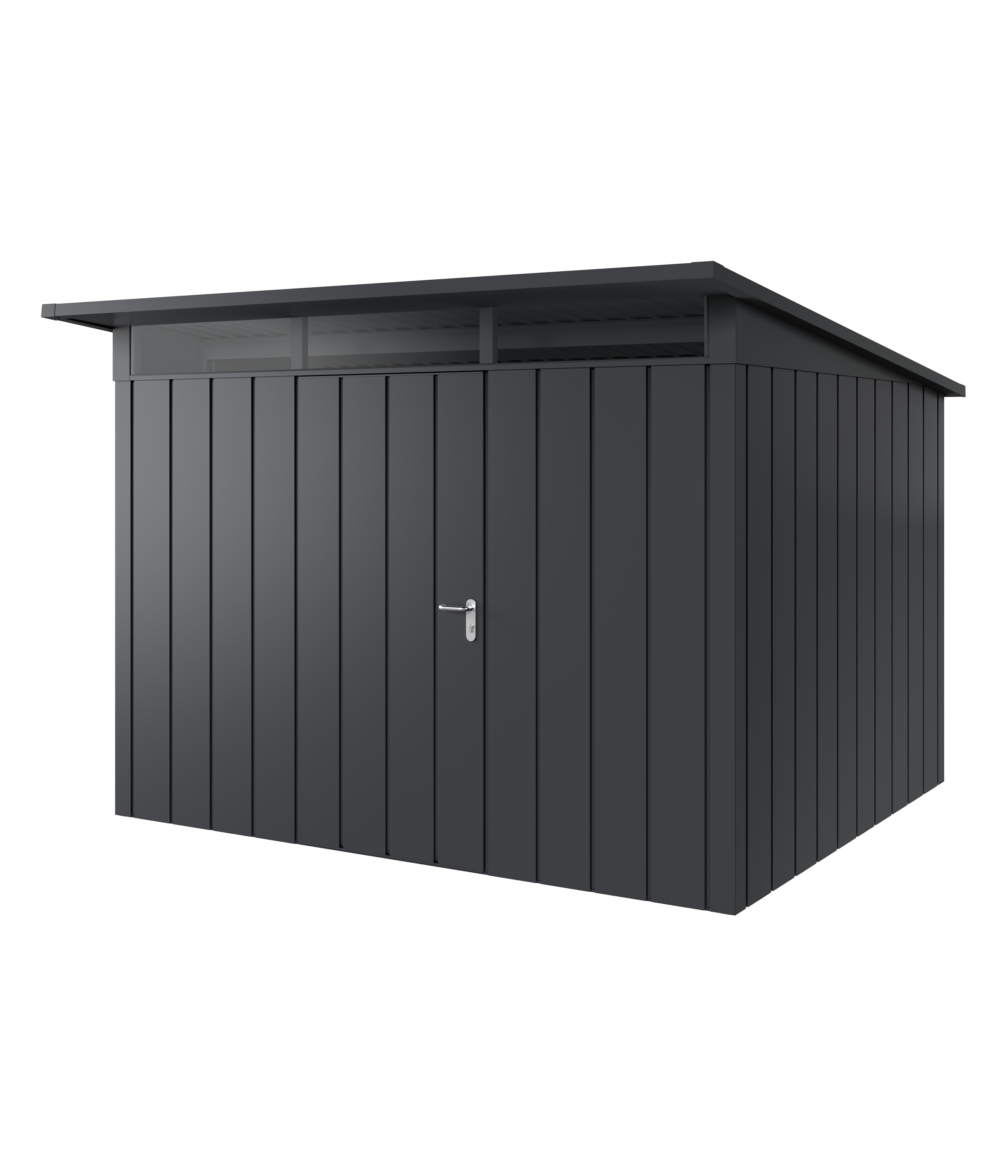 Hörmann Metall-Gerätehaus Juno JPD mit Pultdach B 310 x T 262 cm (JPD 13) Motiv Modern (mit schmalen Lamellen) Einzeltür...