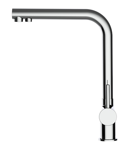 NIEDERDRUCK 3 Wege Wasserhahn Küchenarmatur, Edelstahl Massiv, 360° schwenkbarem L-Auslauf, Hochglanz Poliert