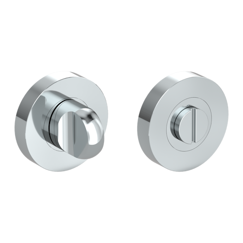 Griffwerk Schlüsselrosettenpaar Zink rund mit Zierring WC Schraubtechnik Chrom-Nickelmatt