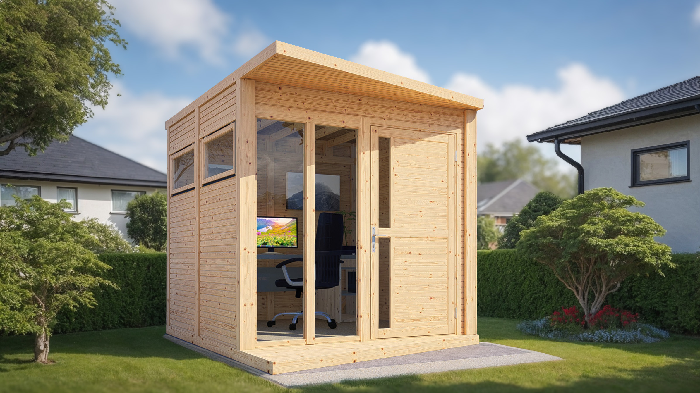 Bertilo Gartenhaus Concept Office - 18 mm naturbelassen