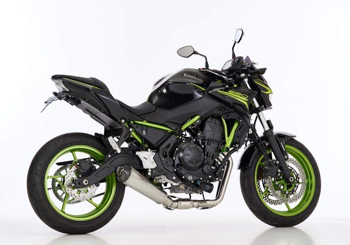 SHARK KOMPLETTANLAGE Edelstahl gebürstet/Carbon silber DSX-7 für KAWASAKI Ninja 650,Z650,Z650 RS EURO5+  
