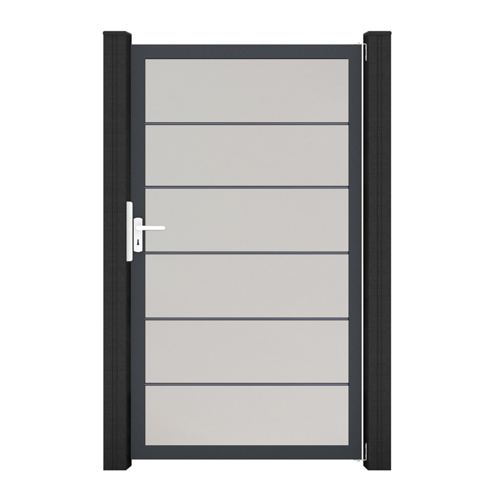 GroJa BasicLine PVC Stecksystem Premium Universal Einzeltor mit Anthrazitrahmen weiss