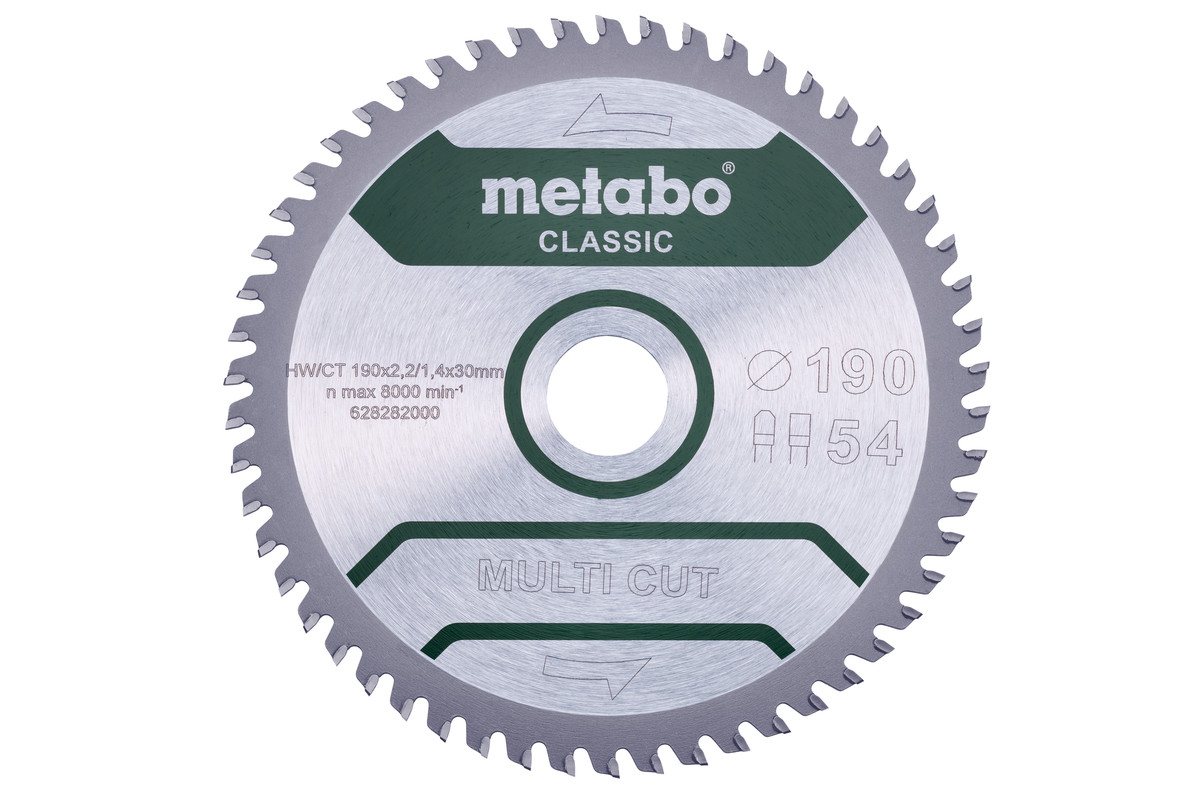 Metabo Sägeblatt "multi cut - classic "190x2,2/1,4x30 Z54 FZ/TZ 5° /B
