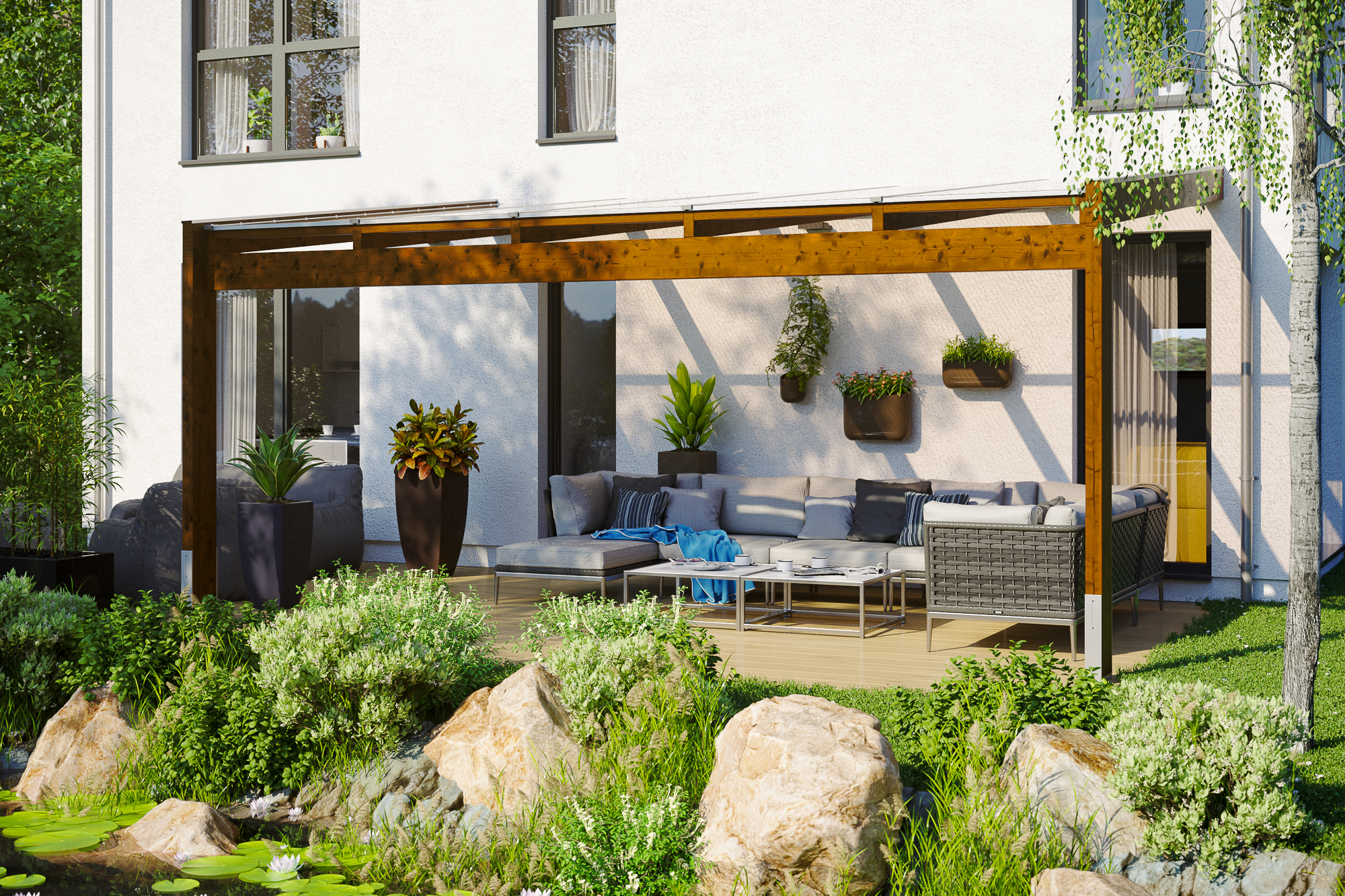 Skan Holz Terrassenüberdachung Novara Breite 557 cm