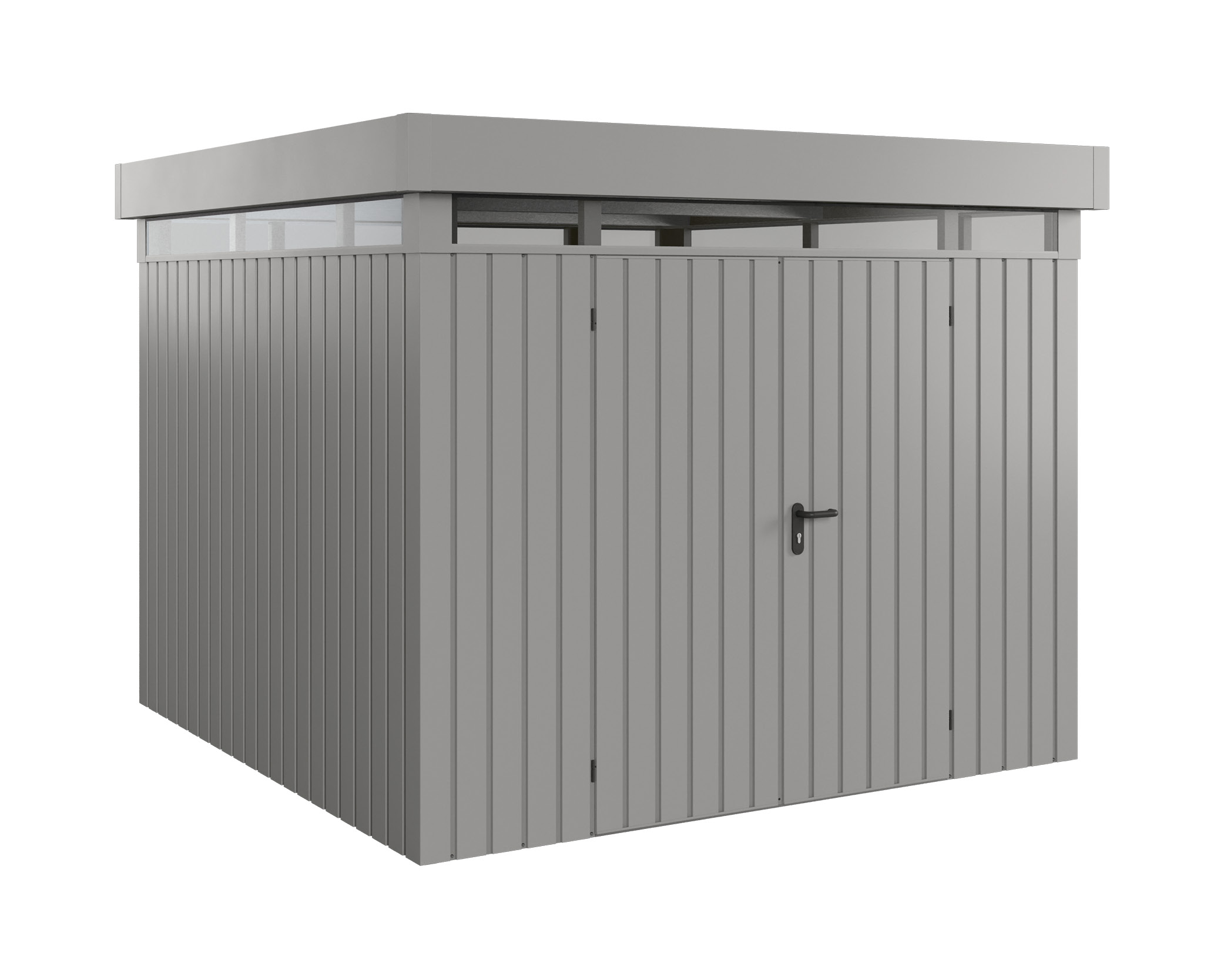 Hörmann Metall-Gerätehaus EcoStar EuroLine EFD mit Flachdach B 262 x T 262 cm (EFD 10) mit Lichtband, Motiv Modern (mit ...