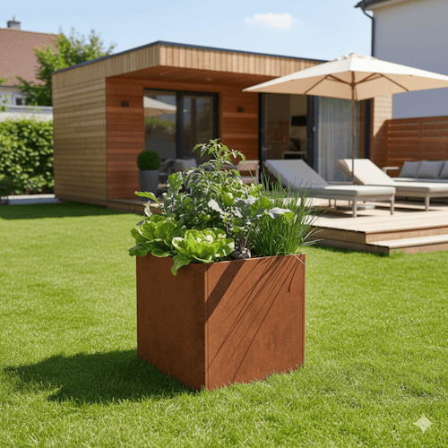 Premium Hochbeet aus Cortenstahl mit Rostpatina 80 x 80 x 75 cm