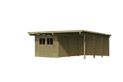 Karibu Doppelcarport Eco mit integriertem Abstellraum 3-Inkl. Abstellraum (204 x 540 cm) und 1 Rückwand (Holzcarport)