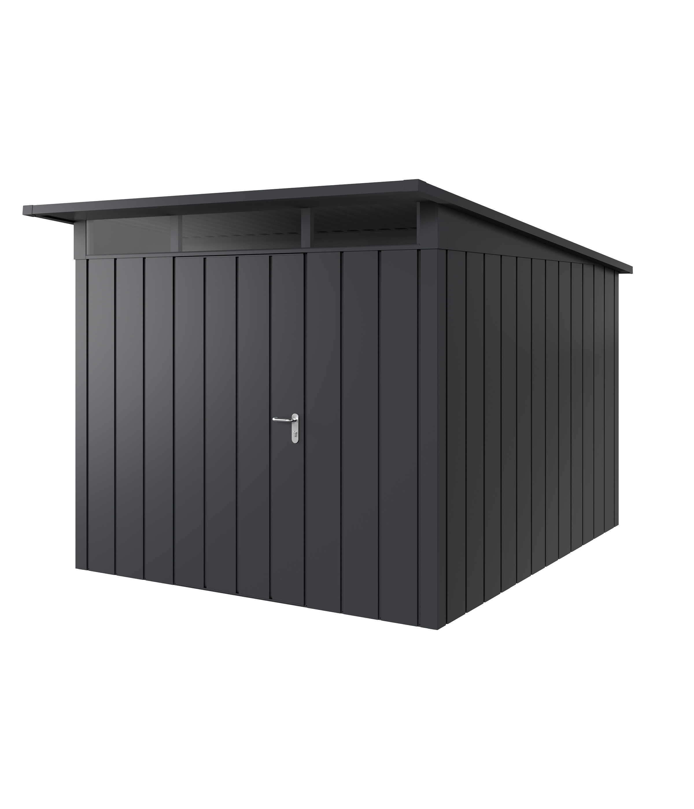 Hörmann Metall-Gerätehaus Juno JPD mit Pultdach B 262 x T 310 cm (JPD 11) Motiv Modern (mit schmalen Lamellen) Einzeltür...