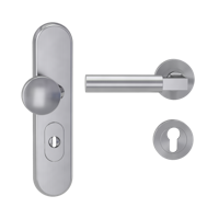 Griffwerk Kombi-Schutzbeschlag TITANO SB_882 mit Griff METRICO PROF 72mm Zylinderabdeckung Tür 38-50mm L METRICO PROF rund Edelstahl matt