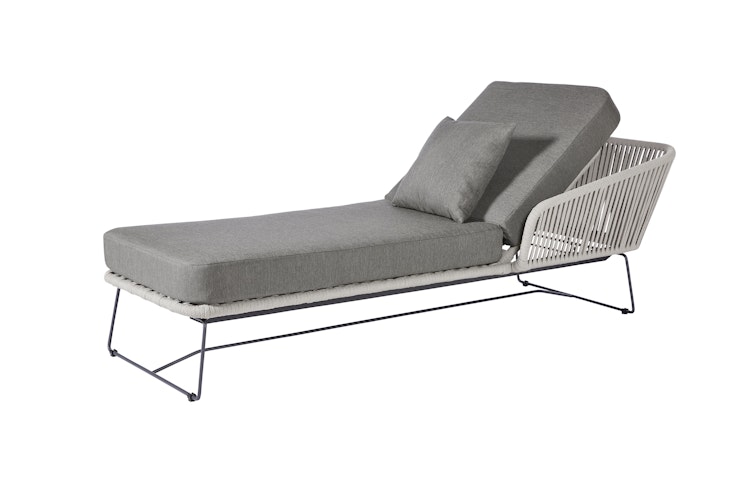 Diamond Garden Daybed MILOS rechts, Edelstahl Dunkelgrau / Rope Dunkelgrau / Sunproof (100 % Polypropylen)