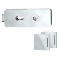 Griffwerk GATE | DESIGN MANUFAKTUR 1.0 -Edelstahl Optik poliert -Ganzglastürbeschlagset -3-teiliger Bandsatz -ohne Griff -PZ