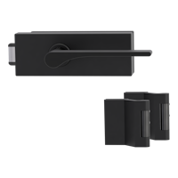 Griffwerk PURISTO S -Graphitschwarz Ganzglastürbeschlagset -3-teiliger Bandsatz -mit Griff DESM LEAF LIGHT -GSC -UV