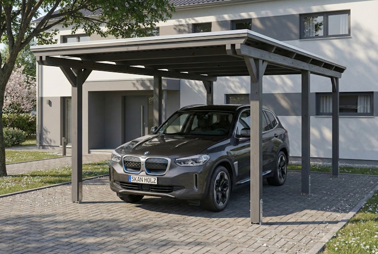 Skan Holz Emsland - Flachdach Carport aus Leimholz Breite 340 cm