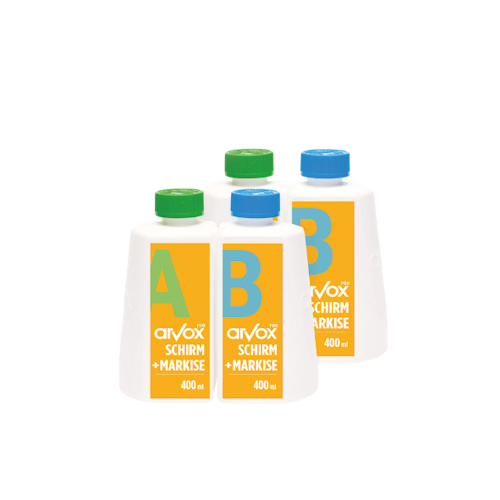 Arvox Pro Schirm + Markise 2-Komponenten-Reiniger Twin 2 x Nachfüllset je 2 x 0,4 L