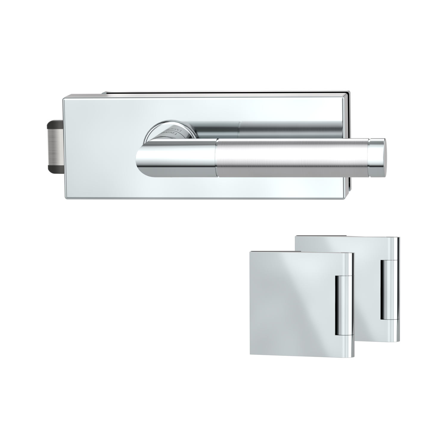 Griffwerk Glastürbeschlag PURISTO S mit Griff LOREDANA unverschließbar Flüster 3-tlg. Bänder LOREDANA Edelstahl poliert-...