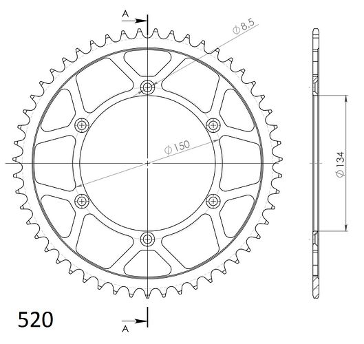 Supersprox Stealth-Kettenrad 520 50Z (Gold)