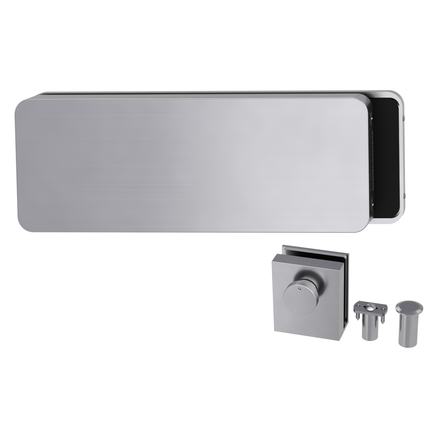 Griffwerk GATE | DESIGN MANUFAKTUR 1.0 -Edelstahl Optik matt Ganzglastürbeschlagset -3-teiliger Bandsatz -ohne mit Türsc...