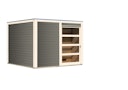 Karibu Gartensauna Saunahaus Cuben inkl. Vorraum, terragrau inkl. gratis Saunaofen im Wert von 599,99 €