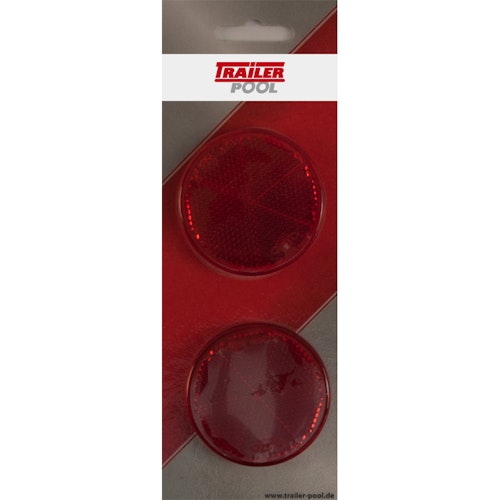 2 x Rückstrahler Ø 60 mm, rot, zum Kleben