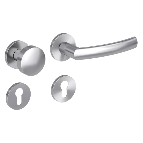 Griffwerk Wechselgarnitur VAYA 178 LORITA fast2fix Fast2Fix Rosetten rund Knopf R2 Edelstahl matt R