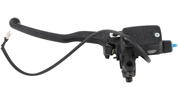 Brembo Kupplungsgeberzylinder PS13 schwarz, Hebel schwarz, mit Schalter, mit Spiegelschelle