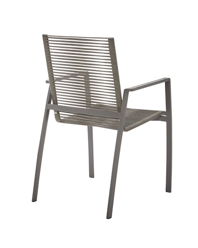 Diamond Garden Stapelstuhl VALENCIA, Edelstahl Dunkelgrau / Rope Grau / Alu-Armlehnen