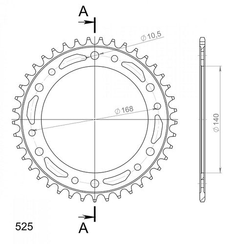 Supersprox Stahl-Kettenrad 525 41Z (Schwarz)