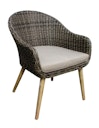Vorschaubild Garden Pleasure Gartenmöbel Set FREMONT / PUEBLO, Tisch Ø 110 + 4 Sessel, Akazie / Polyrattan Anisbraun / Kissen 100 % Polyester Taupe