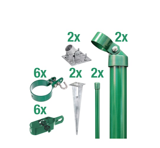 Alberts® Zauneck-Set f. Maschend., grün kstb.,m.Einschlag-B.,f.Höhe 1750 mm 601614