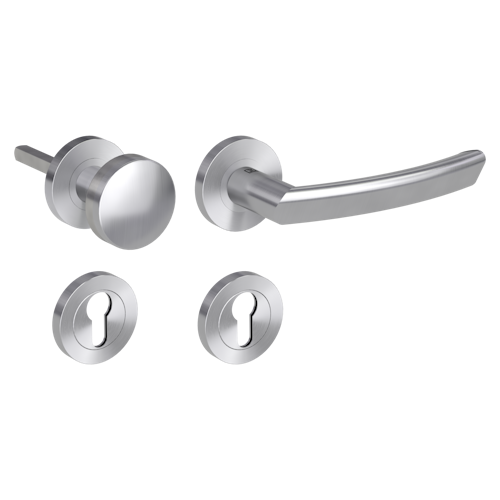 Griffwerk Jette JETTE CRYSTAL Schraubtechnik -Edelstahl matt Rosettengarnitur -Schraubt. -Knopf R2 -WR -TS 40-45mm