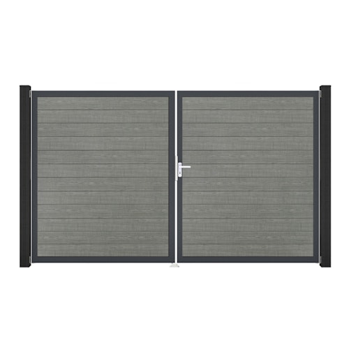 GroJa BasicLine Schmal Doppeltor Rahmen Aluminium Anthrazitgrau 3000 x 1800 mm