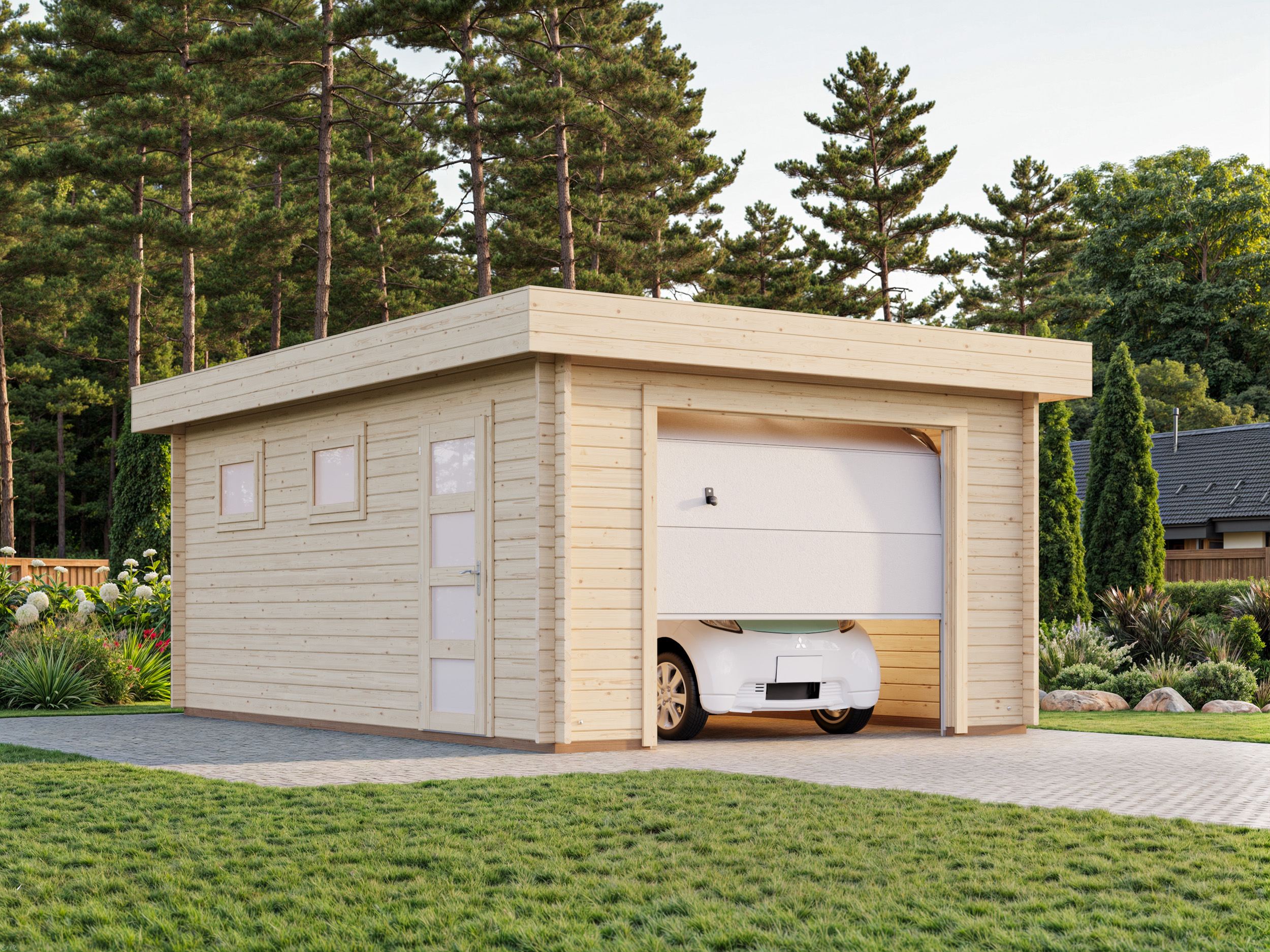 Palmako Garage Rasmus 19,0 m² - 44 mm - mit Sektionaltor