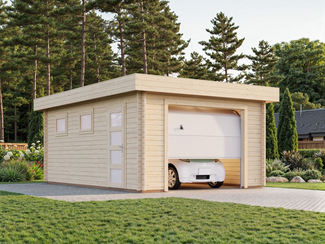 Palmako Garage Rasmus 19,0 m² - 44 mm - mit Sektionaltor