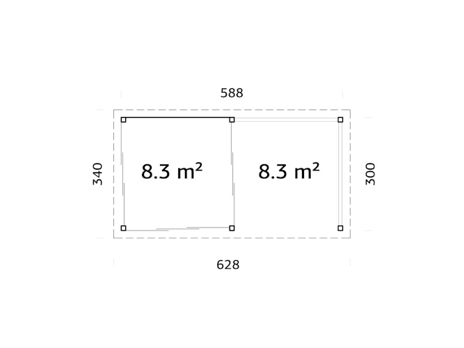 Palmako Gartenhaus Connect Lenna 16,6 m² Set 704 Slide Plus mit Isolierglas-Schiebetüren - 28 mm