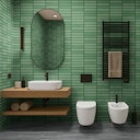 Vorschaubild Revét Vinyl Wandfliese Butcherblock Grün Hochglanz 120 x 60 cm