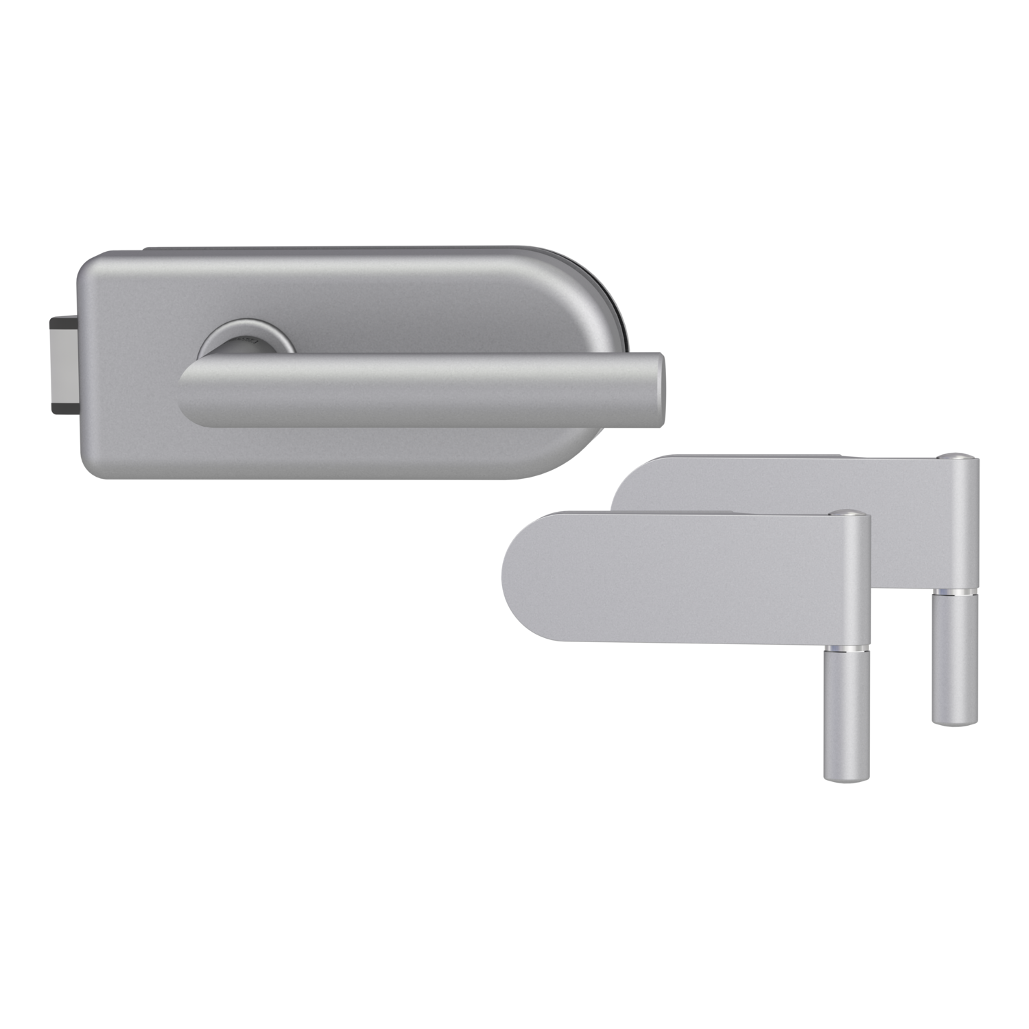 Griffwerk SMILE 1.0 -Alu EV1 Ganzglastürbeschlagset -2-teiliger Bandsatz -mit Griff L-Form -UV